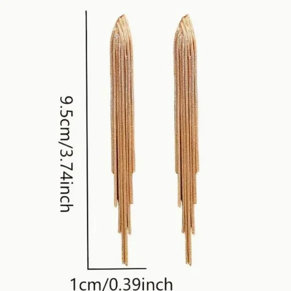 NEW Natalia Retro Gold Chain Fringe Earrings - Picture 4 of 4